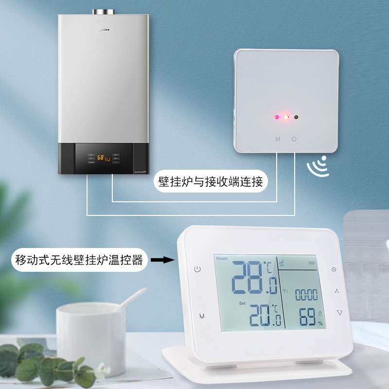 移动款有线信号接收壁挂炉温控器控制开关面板家用触摸高清屏数显