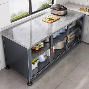 厨房置物架落地多层家用岩板餐边收纳柜多功能工作台靠墙储物橱柜