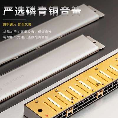 巜上海儿童学生初学24孔复音C调口琴成人自学重音入门口琴送