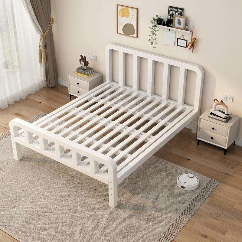 现代简约家用加粗加厚双人铁艺床1米5铁架床网出租屋铁床单双人床