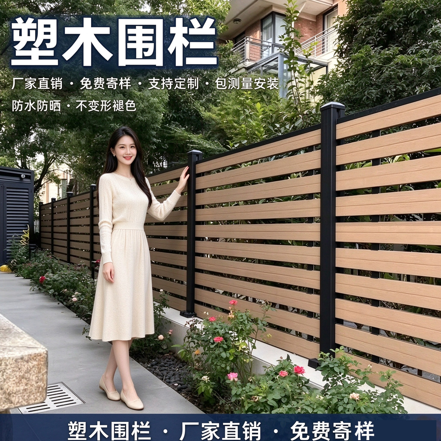 户外塑木围栏栅栏庭院花园