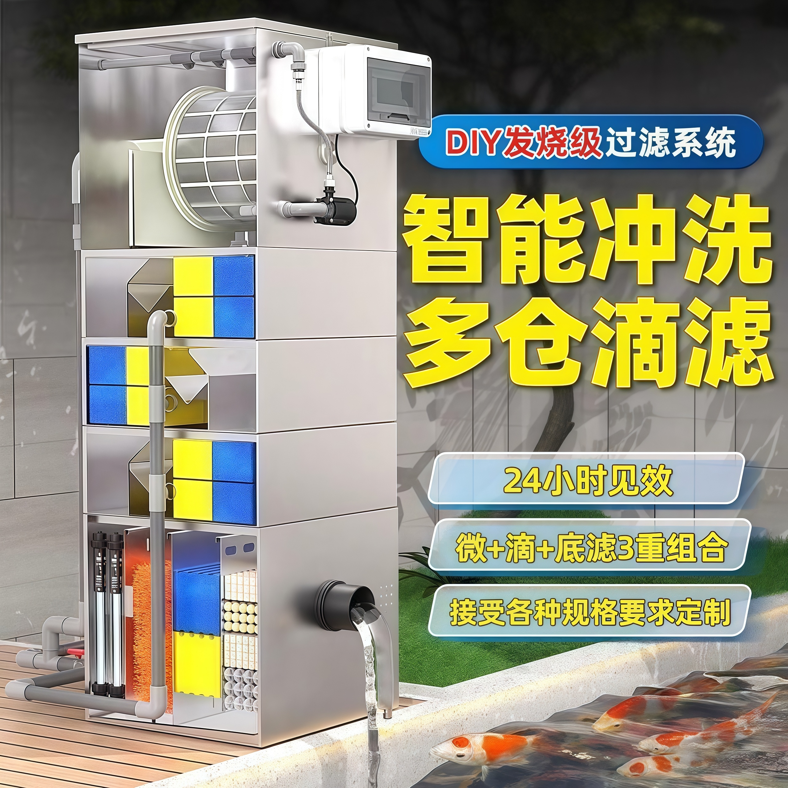 304不锈钢鱼池净水养殖转鼓冲洗