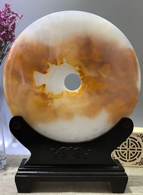 玉璧和氏璧平安扣底座月亮架茶叶饼圆盘玉石玉片盘子托架实木支架