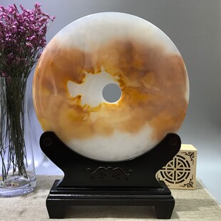 玉璧和氏璧平安扣底座月亮架茶叶饼圆盘玉石玉片盘子托架实木支架