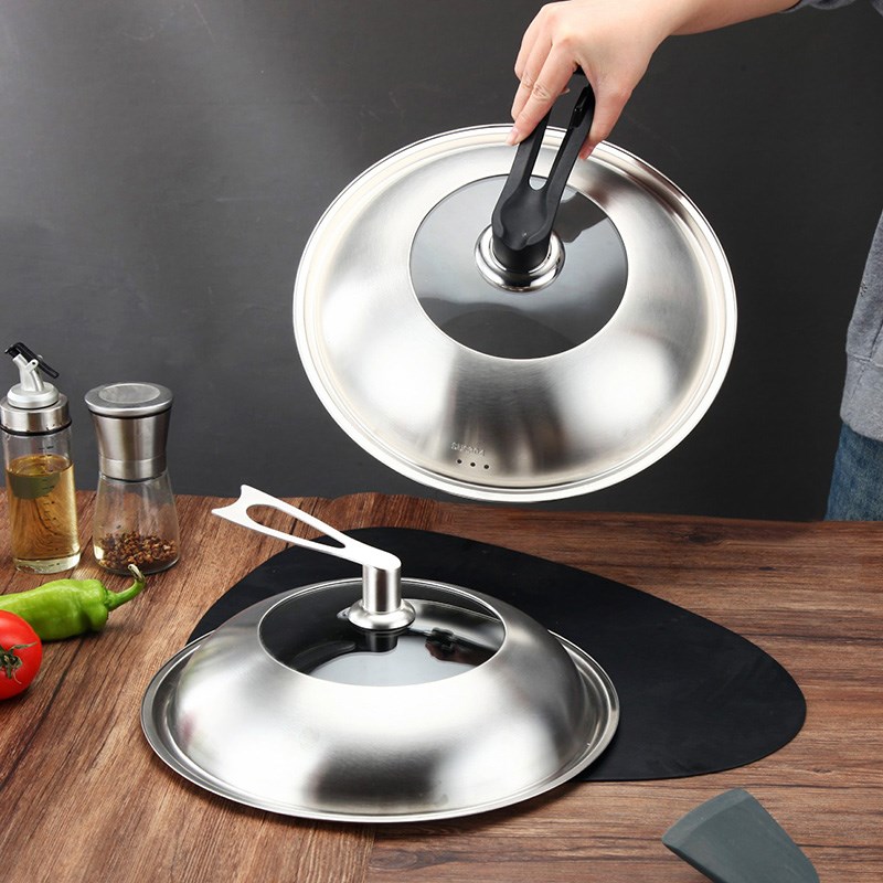 304不锈钢锅盖家用炒菜通用炒锅圆形玻璃30寸32cm汤锅34厘米盖子