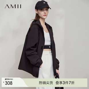 简约户外登山服连帽休闲夹克女式 AMII 韩版 25秋款 休闲夹克服