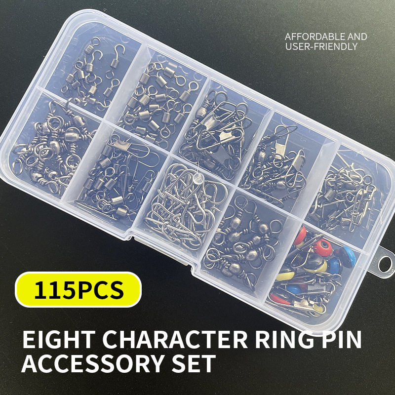 115pcs钓鱼连接器转环盒装旋转