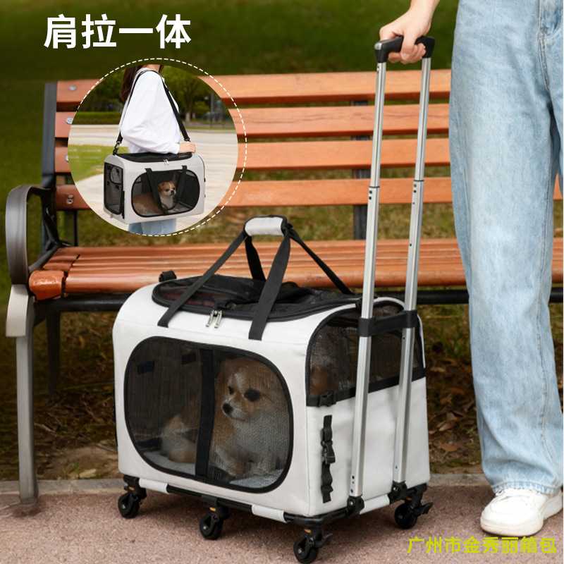 新品六轮宠物拉杆箱猫包外出大