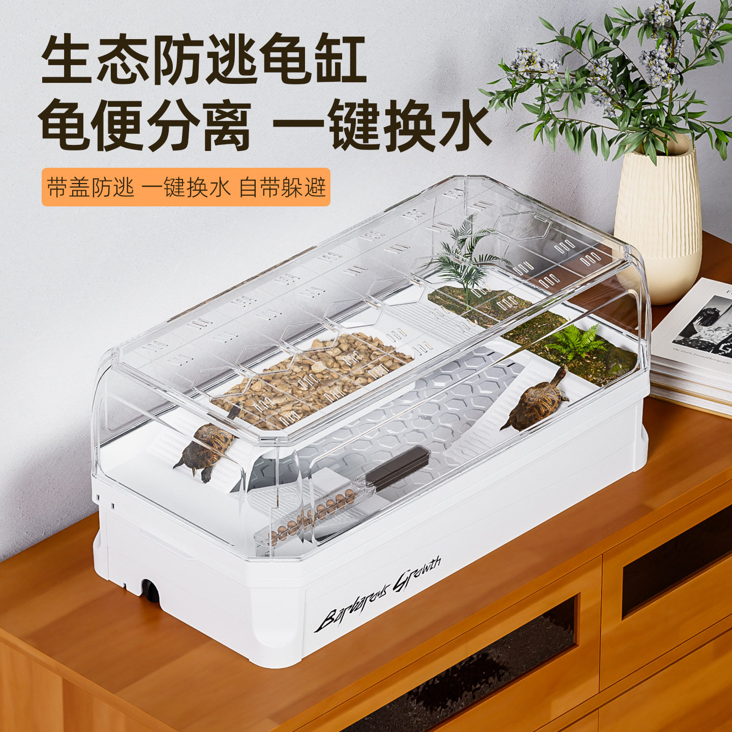 乌龟缸带晒台生态造景别墅家用养