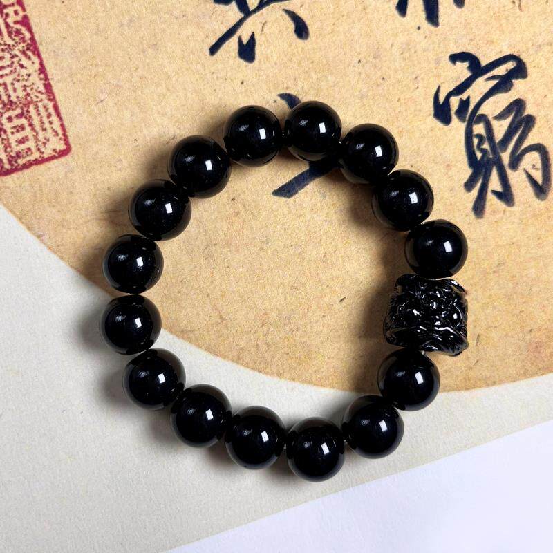 손끝으로 감싼 모조 흑요석 사자 각성 펜던트의 작은 끈 문화 장난감 구슬 리치 젤리 러닝 링 액세서리 묵주