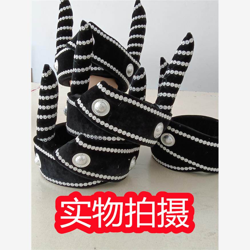 少数民族双层男士演出帽子双角头饰云南彝族加厚傣族佤族苗族演出