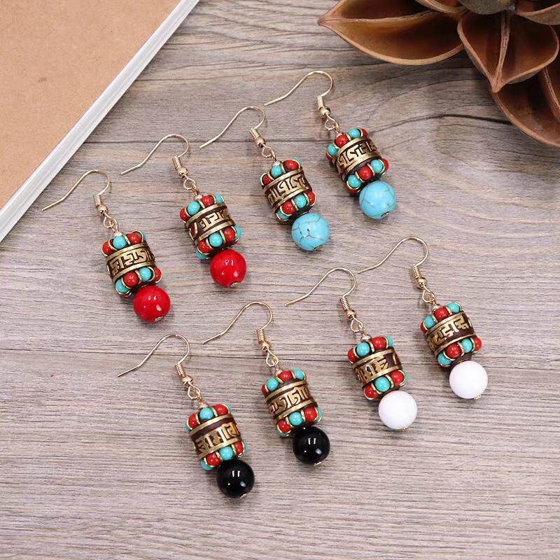 新品少数民族风异域风藏式耳环复古个性气质简约耳坠尼泊尔耳饰女