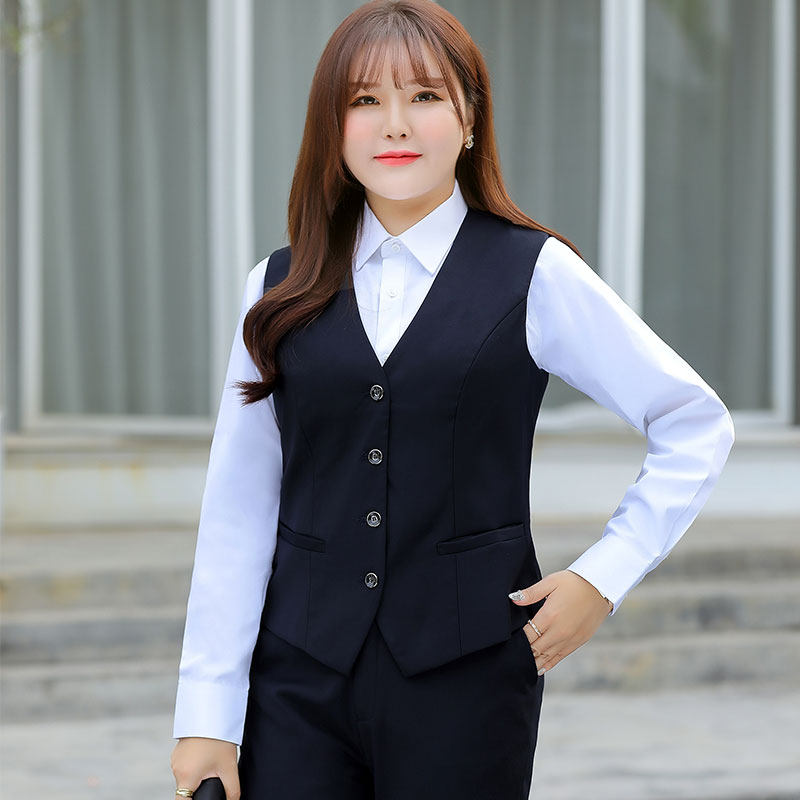 职业正装马夹大码背心韩版胖mm工装酒店西装马甲女法式工作服