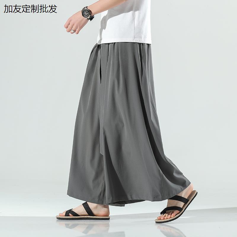 裙裤男大腿裤阔冰丝料汉