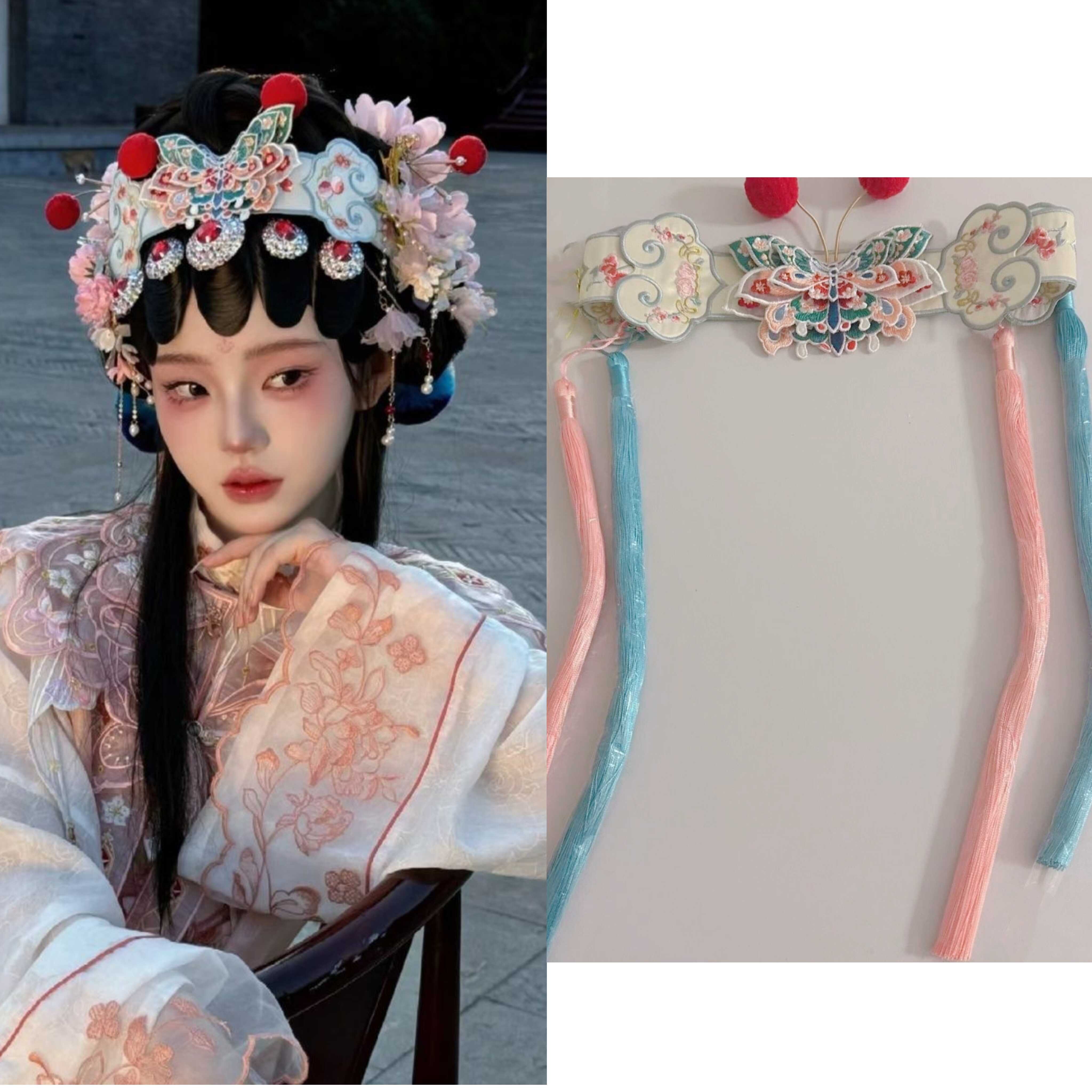 汉服戏曲风蝴蝶抹额头饰