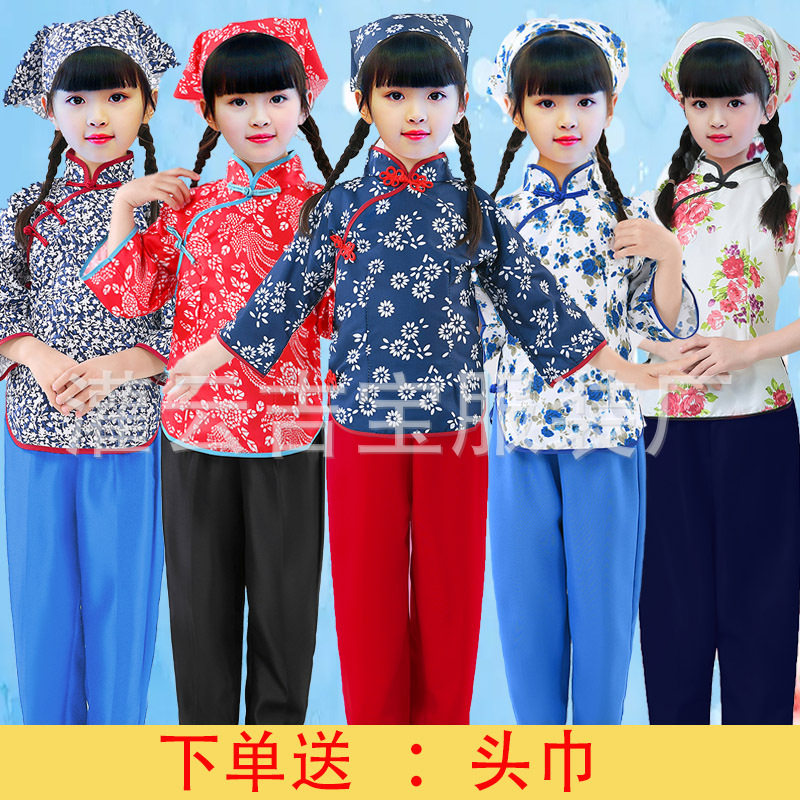 新款六一儿童村姑采茶服秧歌服女
