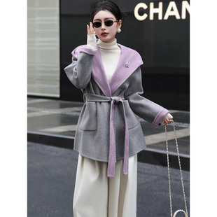 兰瑟2025秋冬新款气质高级感两面穿短款双面羊毛呢子大衣外套女