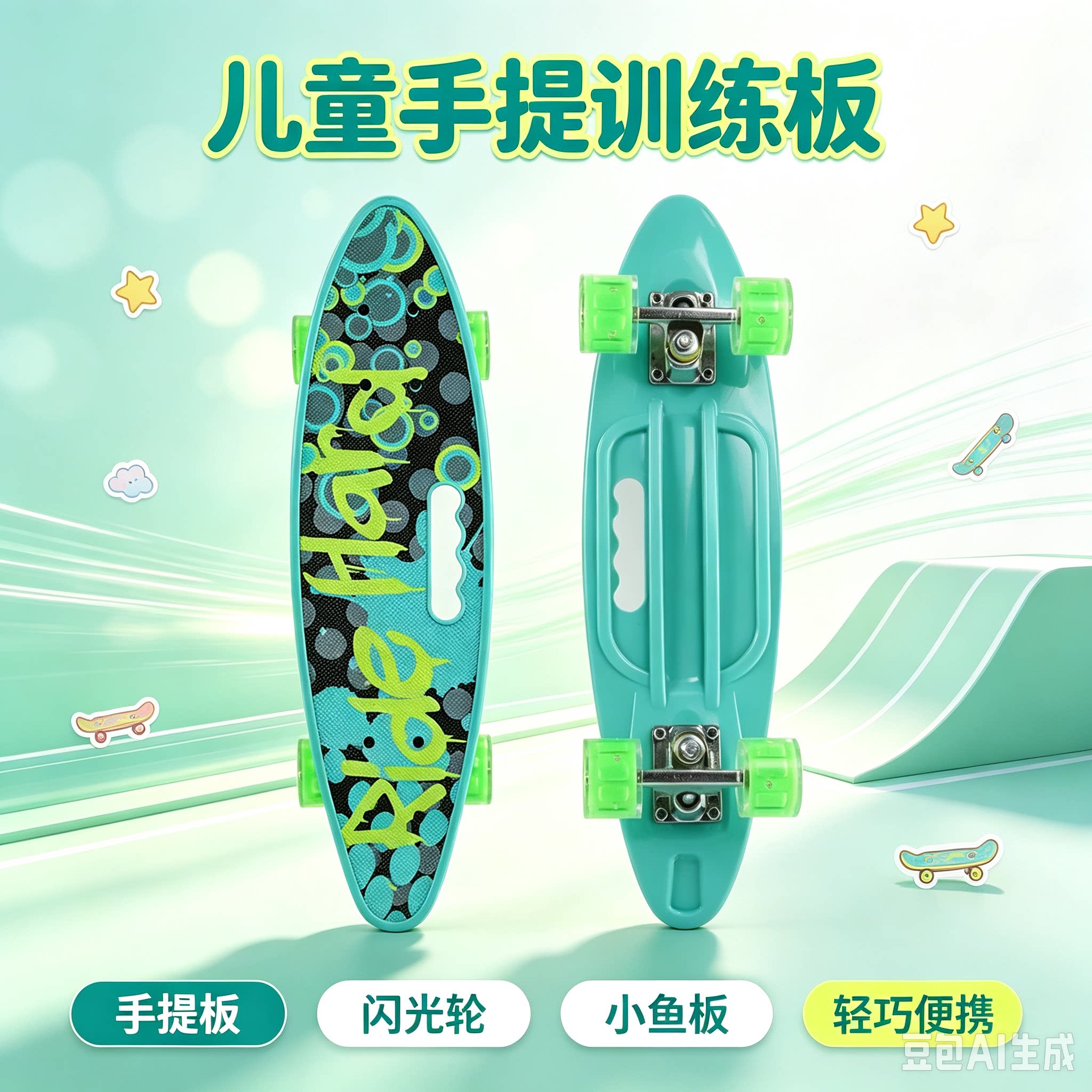 儿童初学者手提四轮训练滑板