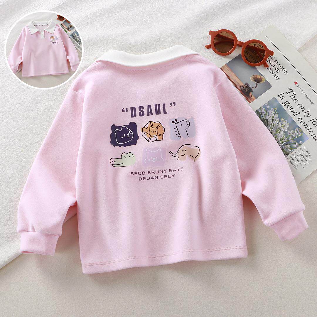 25年春秋新款女童时尚宽松百搭Polo衫男童保暖外穿卫衣上衣