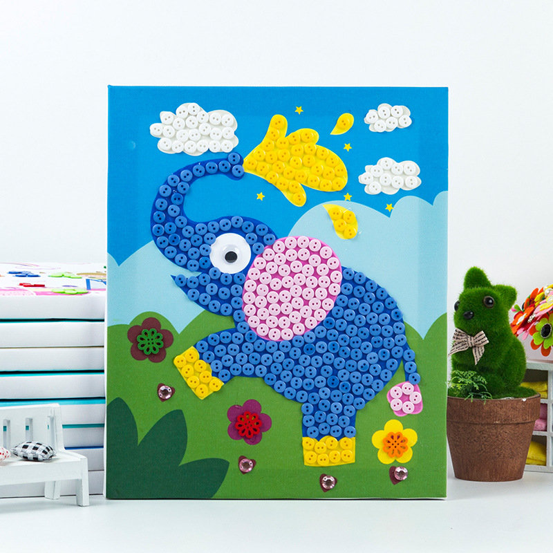 极速儿童油画幼儿园创意美劳手工制作钮扣画diyS材料包小学黏贴扣
