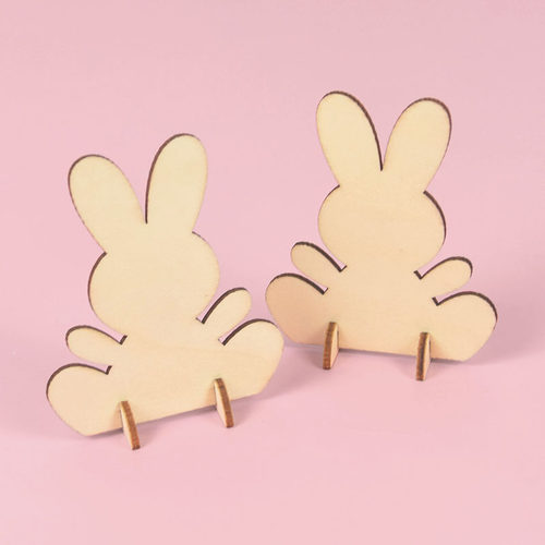 极速10/20dpcs Easter Wood Bunny Rabbit DIY Wooden Ornament