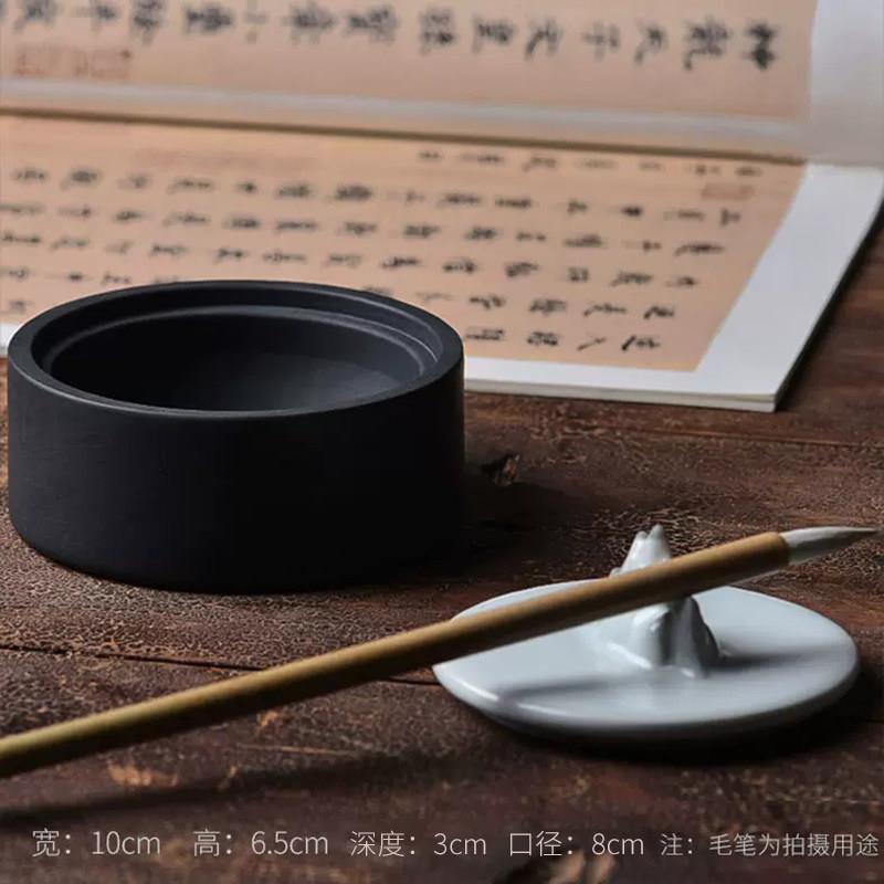 极速梅林 观山 龙泉青瓷砚台带盖子原石学生墨池墨盘墨Z碟墨砚墨