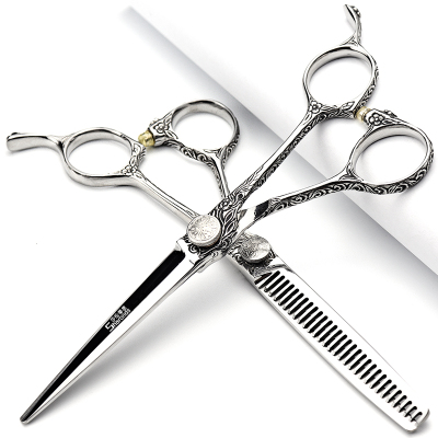 新品大武士美f发剪刀6寸平剪打薄牙剪碎发剪无痕牙剪发型师理发套