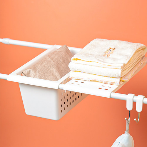 极速伸缩杆挂篮免打孔厨房置物篮免钉免胶衣柜橱柜加X装隔层分层