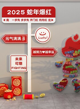 新品企业文化开门红职场氛围布置2025蛇年墙面装饰公司.新年进门
