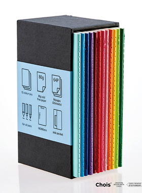 Chois彩虹色车线本 12色 带插袋
