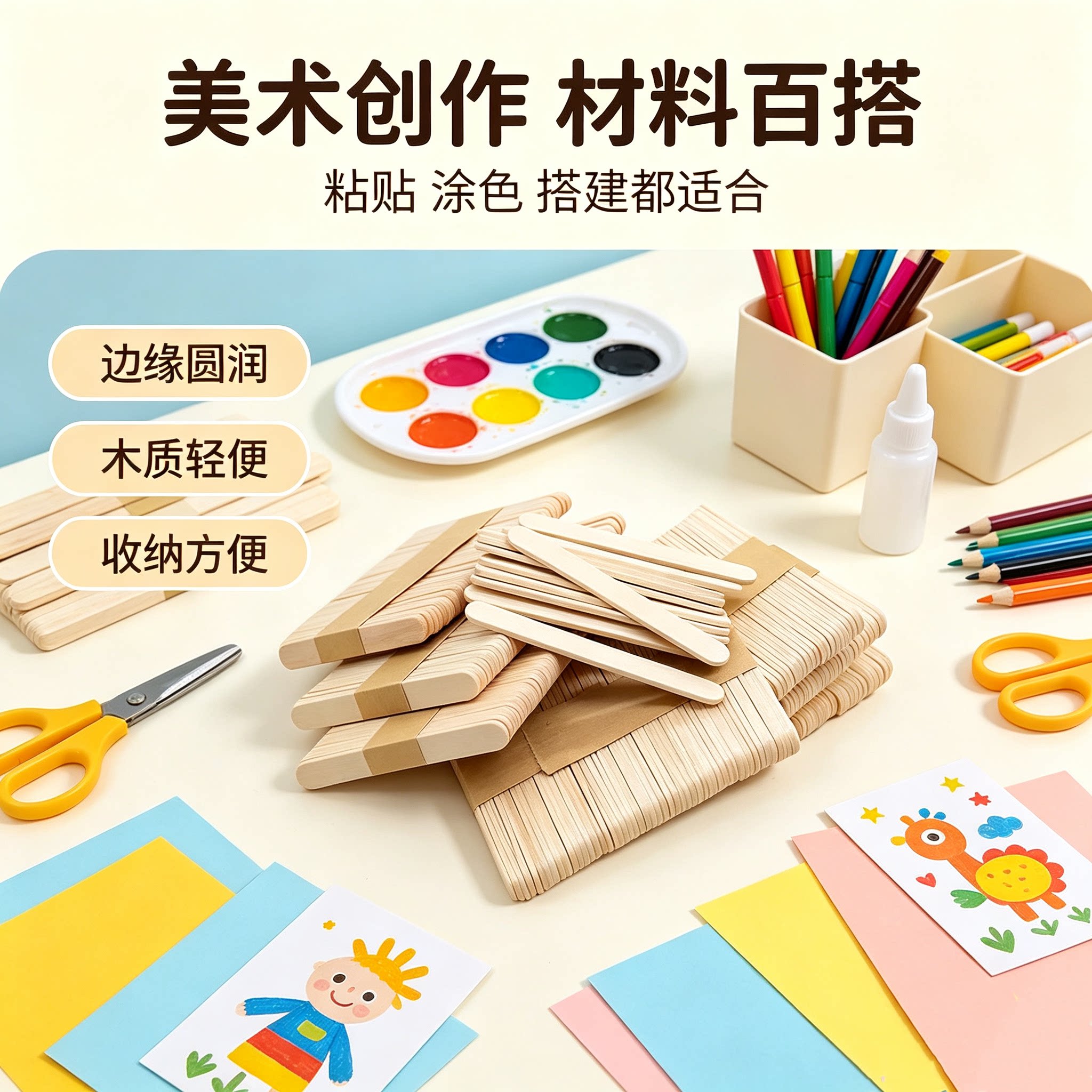 食品级原木雪糕棒冰棍棒儿童手工DIY自制冰糕模型拼装雪糕木材料