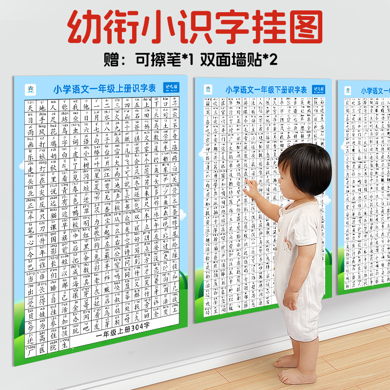 记忆猫一二三年级生字表认识字挂图上下册儿童汉语拼音学习认知墙