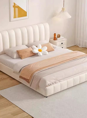 床双人床现代简约布艺床1.8米主卧奶油ins风网红小户型卧室实木床