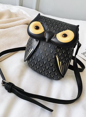 2024春季Owl bag新款时尚小猫包卡通猫头鹰包包单肩斜挎包印花包