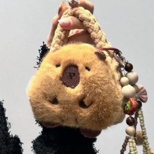 耳机保护套拉背包挂饰卡迷你收纳包零钱包巴卡通皮钥匙扣便携毛绒