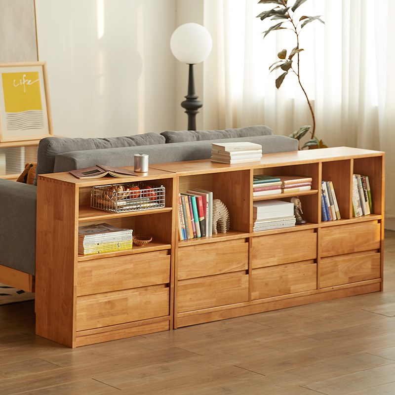 实木书柜矮柜落地书架组合柜防尘客厅矮柜电视柜靠墙儿童书柜定做