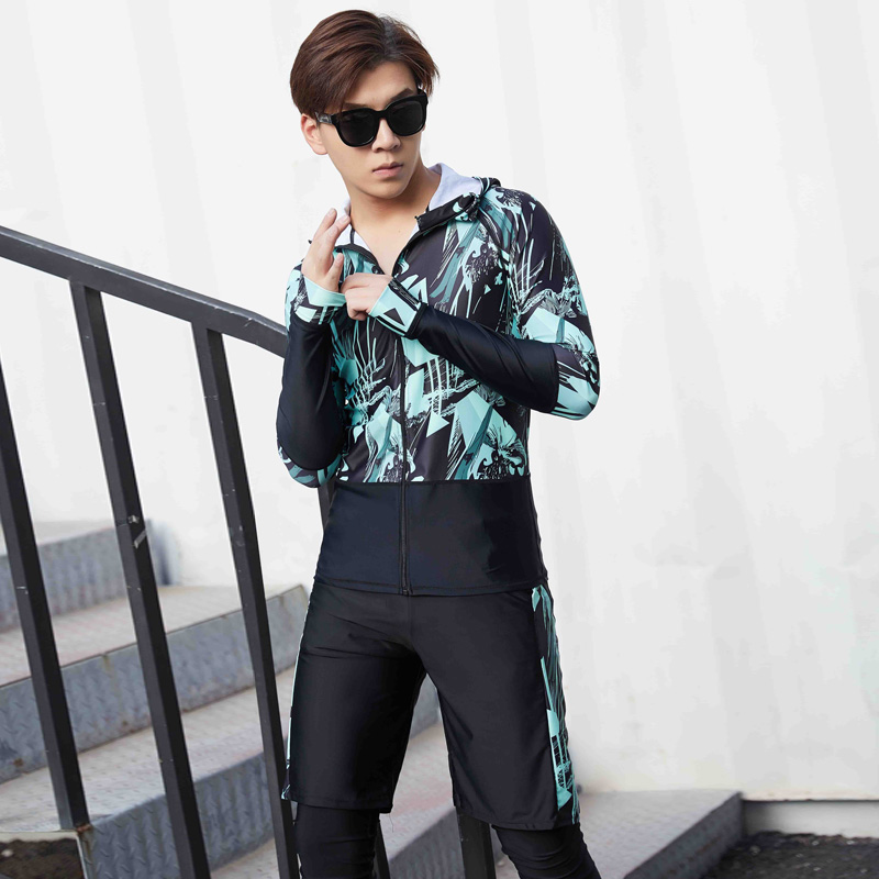 潜水服男士连帽水母衣防晒浮潜长袖长裤分体三件套装冲浪服游泳衣