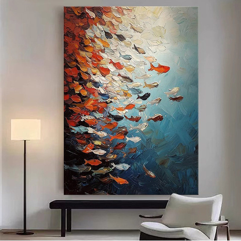 《海底世界》现代简约装饰画 画客厅肌理感玄关抽象沙发墙挂画 画