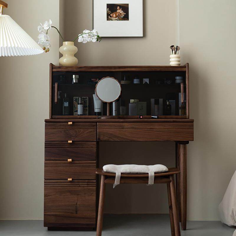 北欧黑胡桃木梳妆台实木轻奢化妆桌卧室现代简约原木一体化妆台柜,鲜花速递/花卉仿真/绿植园艺,割草机/草坪机,淘宝优惠券,粉丝福利购,淘宝优惠卷