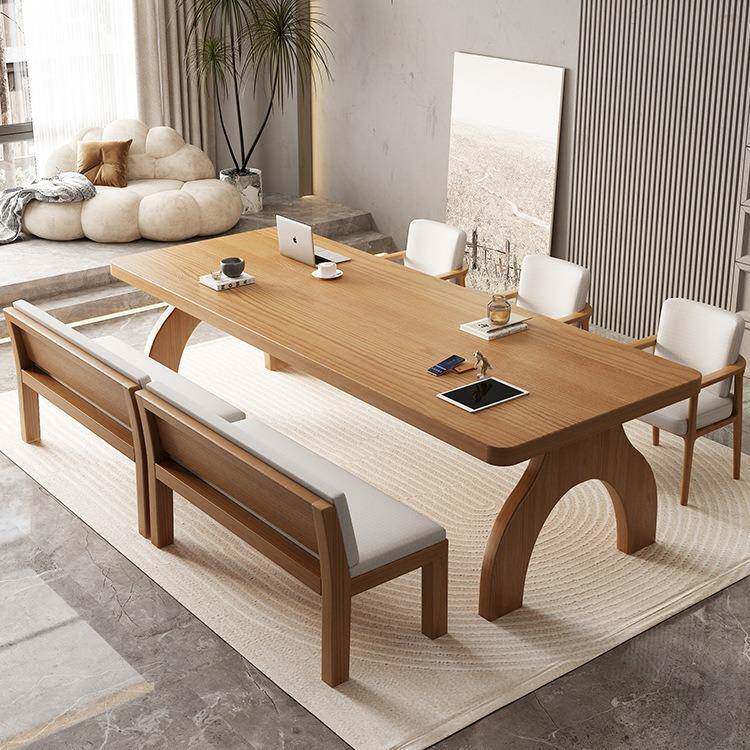 去客厅化实木大书桌现代简约原木长桌家用办公桌多人学习桌工作台