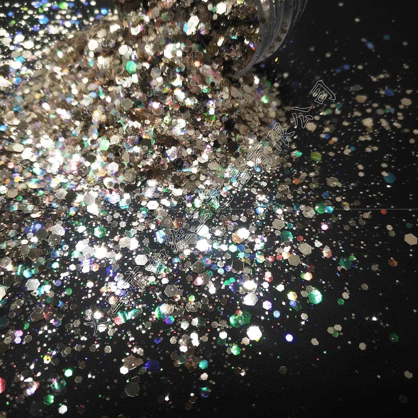 新款直销环保PET金葱粉梦幻彩色土豪金色混六角闪光亮片 滴胶化妆