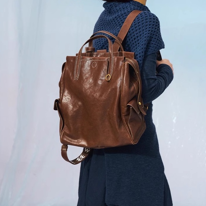 【江奇明同款】山下有山循迹小号双肩包植鞣皮14-16寸电脑包