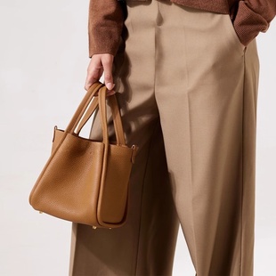 山下&有中号菜篮子设计师款头层牛皮大容量高级感通勤手提水桶包