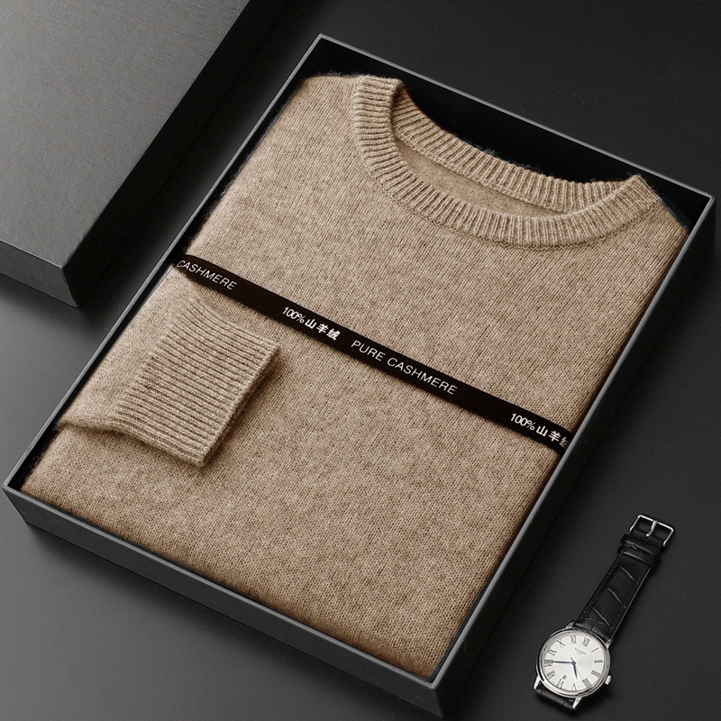 【刘雯同款】男士七针双股加厚毛衣纯羊绒100%纯山羊绒衫男冬季休