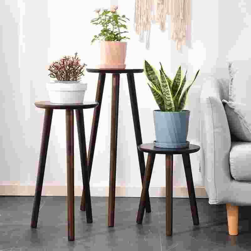 极速实木高款花架凳客厅阳台高低阶E梯式大花盆架创意置物架长腿