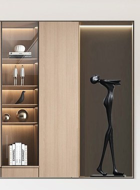 极速创意人物雕塑落地摆件售楼部样板房大堂玻P璃钢装饰玄关艺术