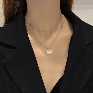fashion steel double Htitanium necklac layer 极速Personality
