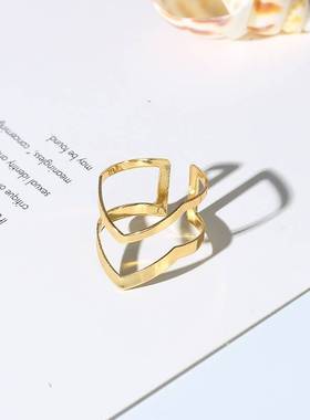 极速tendy Jewejlry Vintage Gold Double Arrow Open Ring Simpl