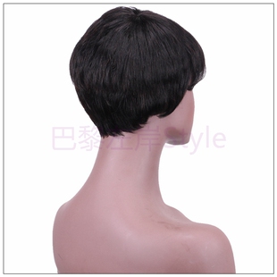 Short Bangs假 极速Pixie Wigs With Neat HairG Cut Human