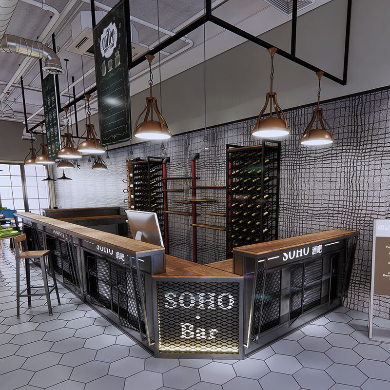 新品工业风酒吧吧台餐厅铁艺台球厅前台I清吧收银台复古咖啡柜台